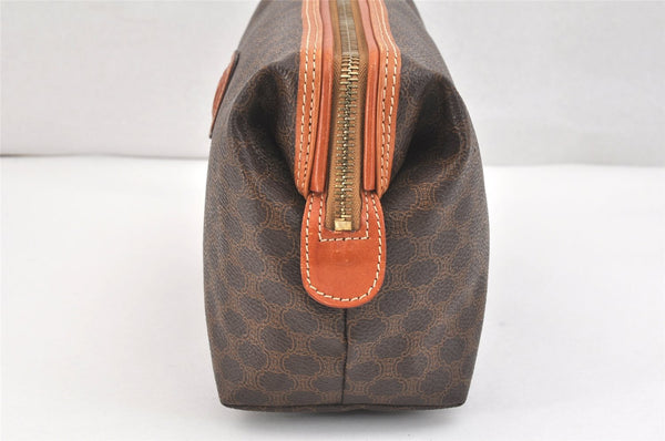 Authentic CELINE Macadam Blason Pattern Clutch Hand Bag PVC Leather Brown 2847K