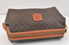 Authentic CELINE Macadam Blason Pattern Clutch Hand Bag PVC Leather Brown 2847K