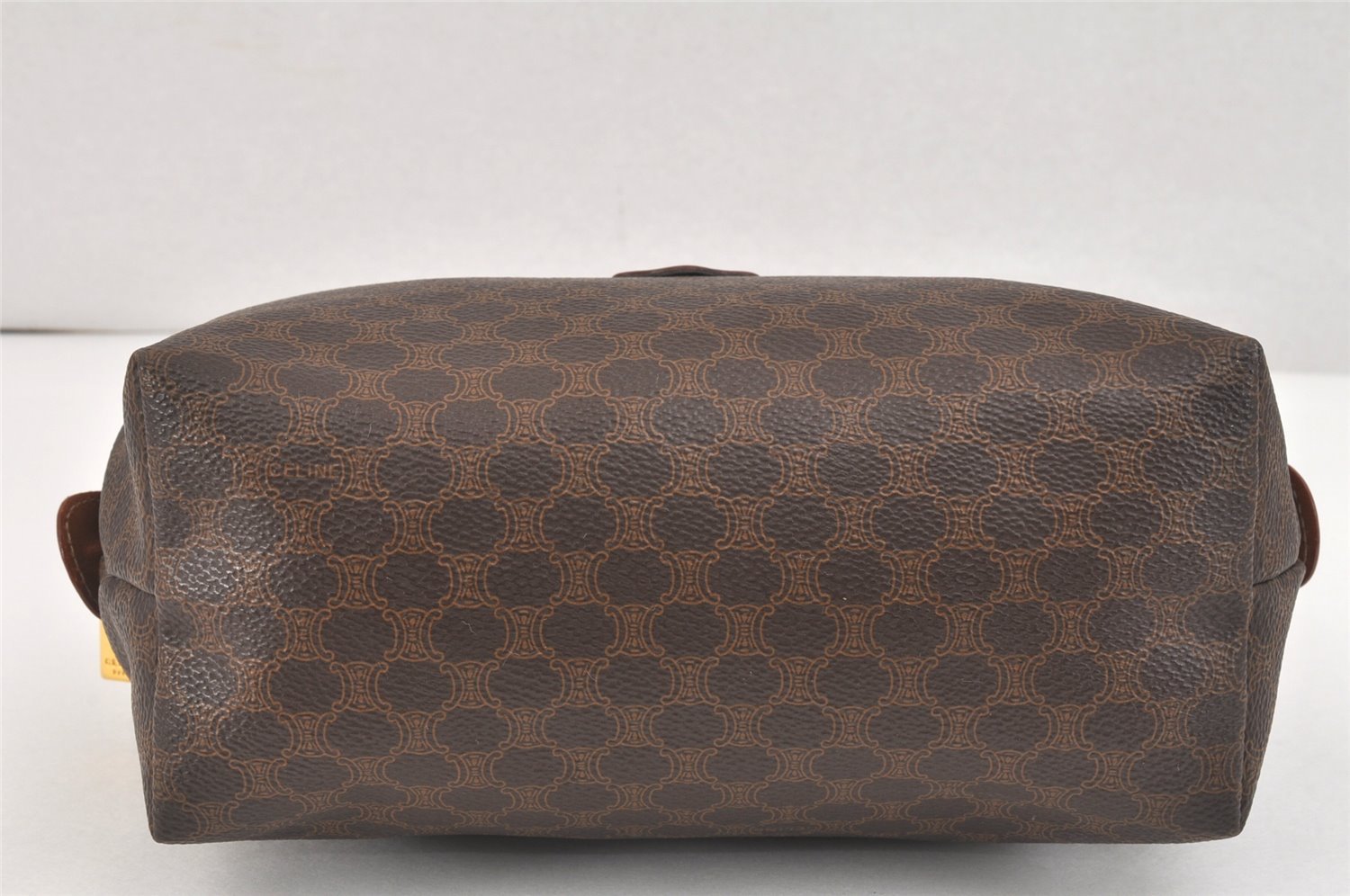 Authentic CELINE Macadam Blason Pattern Clutch Hand Bag PVC Leather Brown 2847K