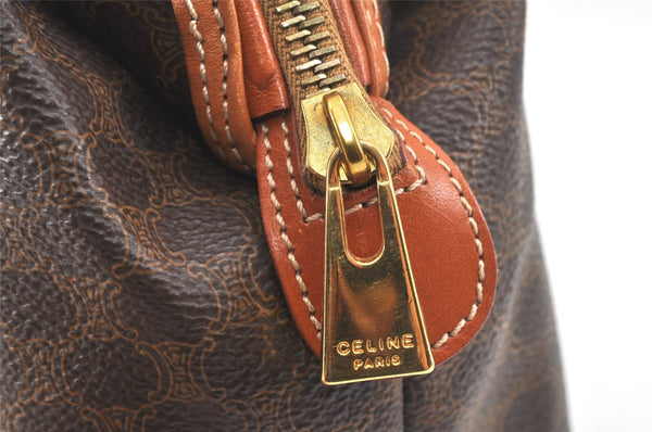 Authentic CELINE Macadam Blason Pattern Clutch Hand Bag PVC Leather Brown 2847K