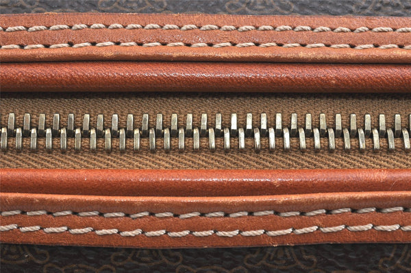 Authentic CELINE Macadam Blason Pattern Clutch Hand Bag PVC Leather Brown 2847K