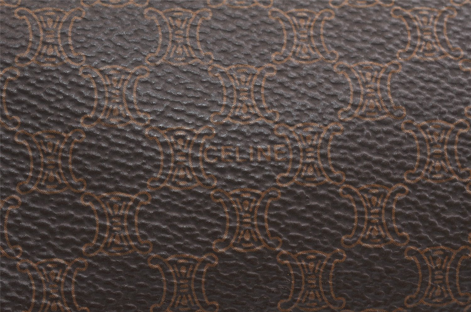 Authentic CELINE Macadam Blason Pattern Clutch Hand Bag PVC Leather Brown 2847K