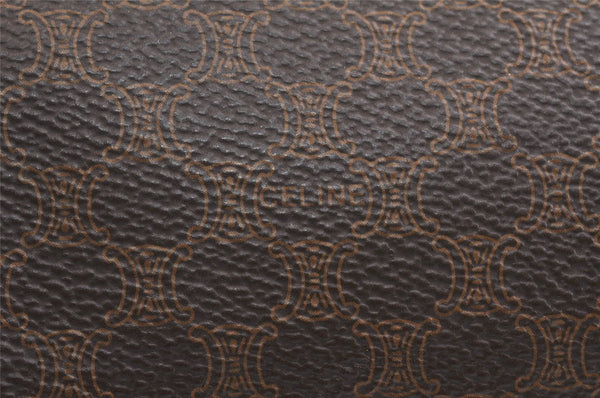 Authentic CELINE Macadam Blason Pattern Clutch Hand Bag PVC Leather Brown 2847K