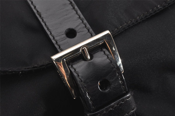Authentic PRADA Nylon Tessuto Leather Shoulder Cross Body Bag Black 2848J