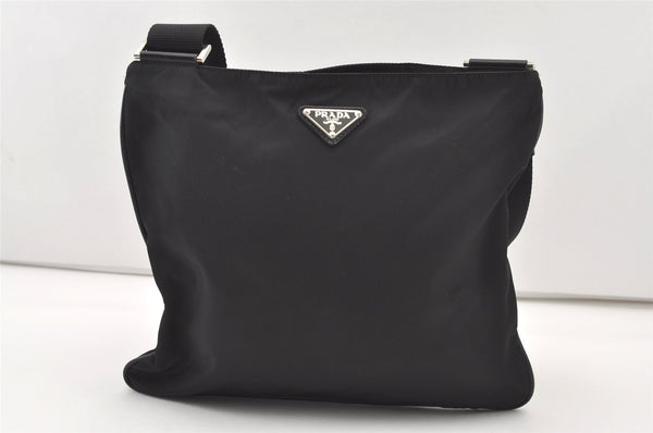 Authentic PRADA Nylon Tessuto Saffiano Leather Shoulder Cross Bag Black 2850J