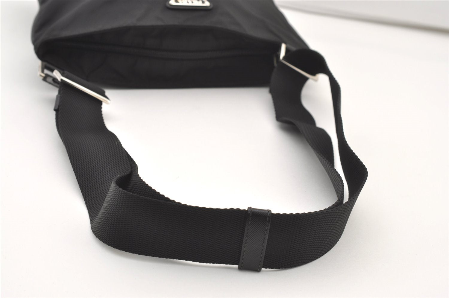 Authentic PRADA Nylon Tessuto Saffiano Leather Shoulder Cross Bag Black 2850J