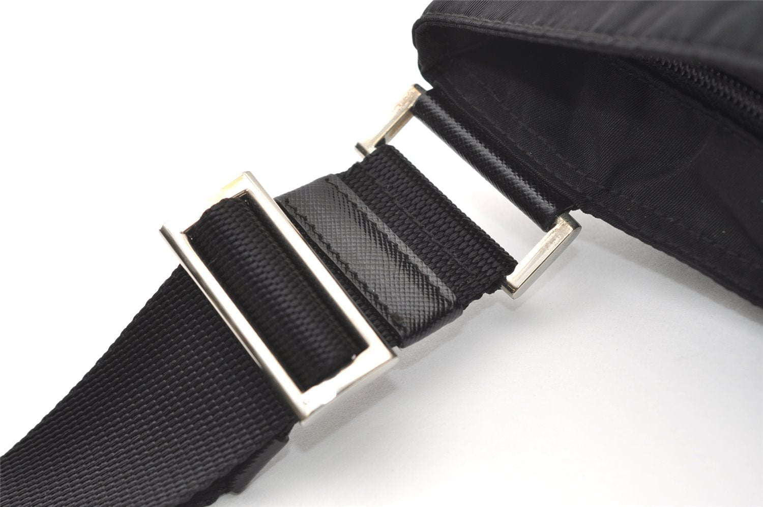 Authentic PRADA Nylon Tessuto Saffiano Leather Shoulder Cross Bag Black 2850J