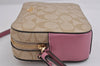 Authentic COACH Signature Shoulder Cross Body Bag PVC Leather Beige Pink 2856J