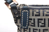 Authentic FENDI Zucchino Shoulder Cross Body Bag Canvas Leather Navy Blue 2856K