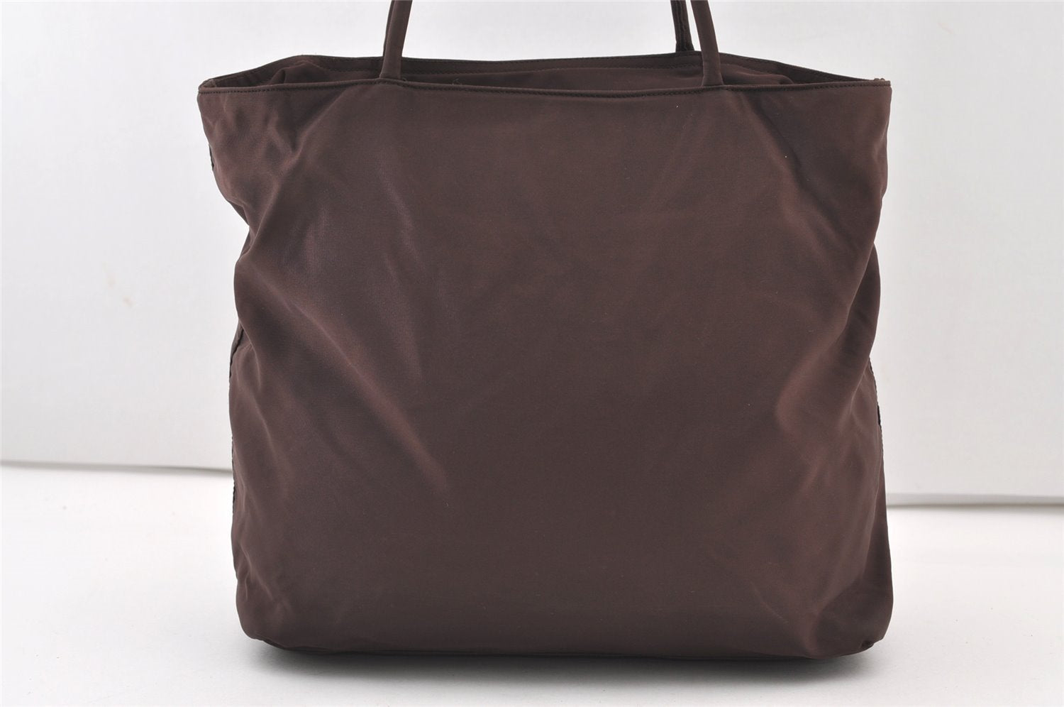 Authentic PRADA Vintage Nylon Tessuto Leather Shoulder Tote Bag Brown 2857J