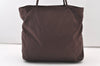 Authentic PRADA Vintage Nylon Tessuto Leather Shoulder Tote Bag Brown 2857J