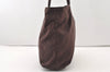 Authentic PRADA Vintage Nylon Tessuto Leather Shoulder Tote Bag Brown 2857J