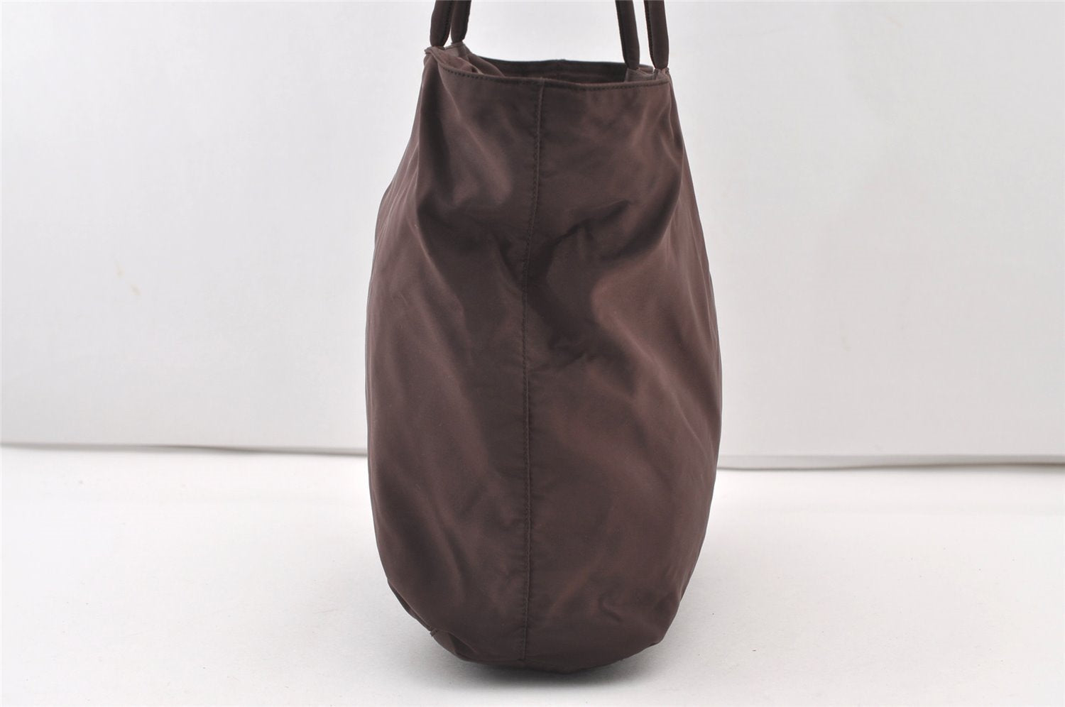 Authentic PRADA Vintage Nylon Tessuto Leather Shoulder Tote Bag Brown 2857J
