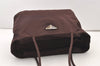 Authentic PRADA Vintage Nylon Tessuto Leather Shoulder Tote Bag Brown 2857J