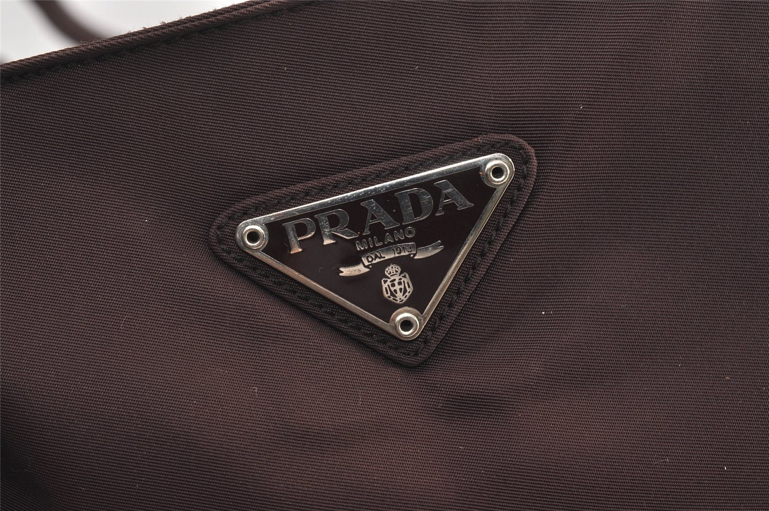 Authentic PRADA Vintage Nylon Tessuto Leather Shoulder Tote Bag Brown 2857J