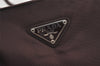 Authentic PRADA Vintage Nylon Tessuto Leather Shoulder Tote Bag Brown 2857J