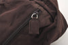 Authentic PRADA Vintage Nylon Tessuto Leather Shoulder Tote Bag Brown 2857J