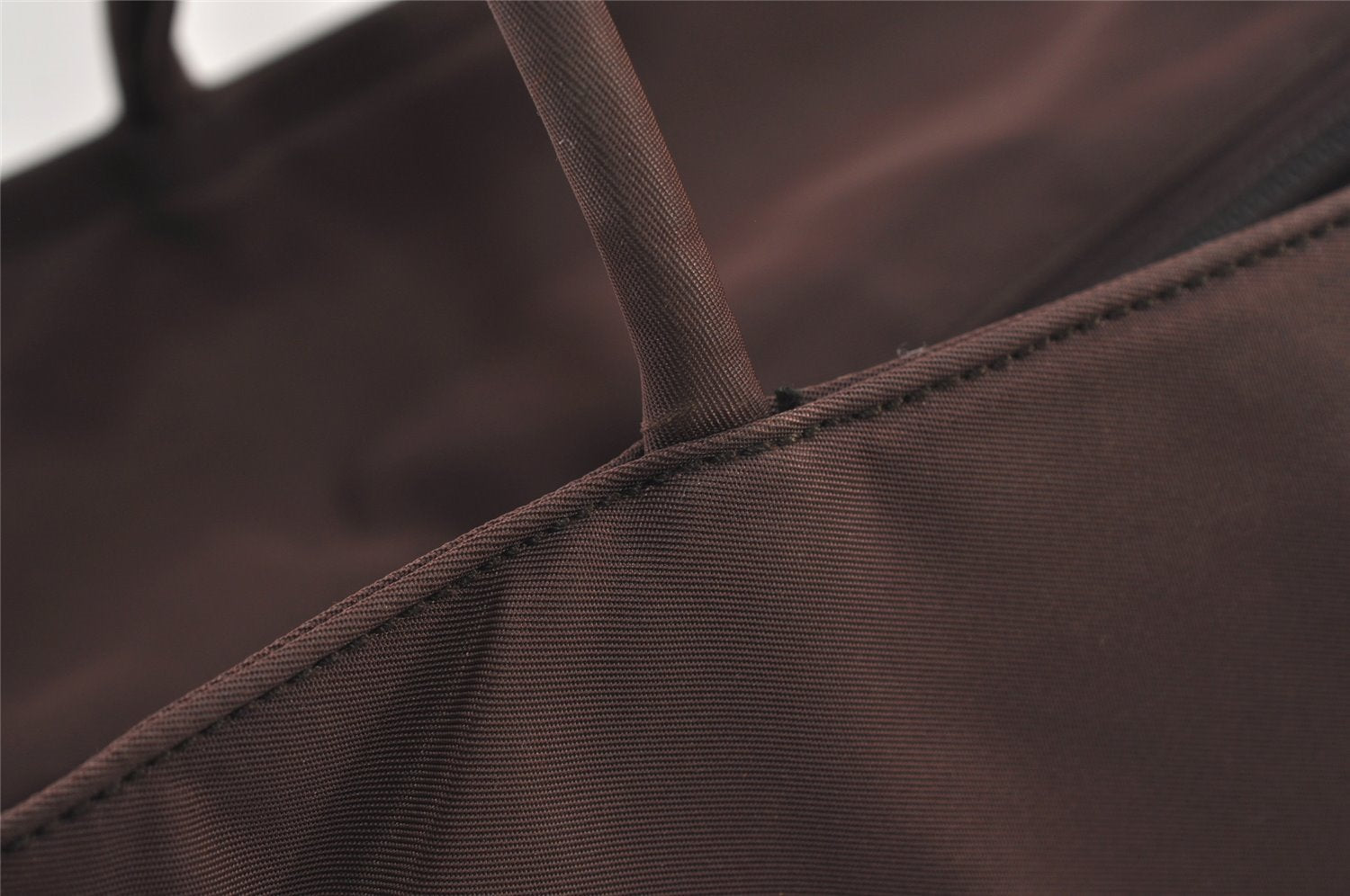 Authentic PRADA Vintage Nylon Tessuto Leather Shoulder Tote Bag Brown 2857J