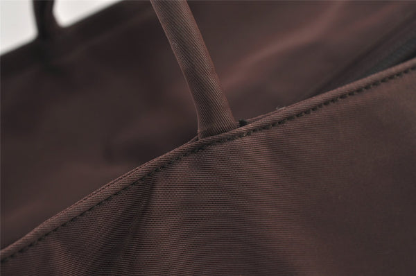 Authentic PRADA Vintage Nylon Tessuto Leather Shoulder Tote Bag Brown 2857J