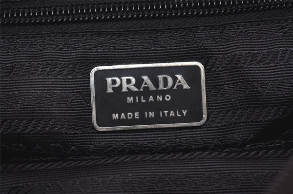 Authentic PRADA Vintage Nylon Tessuto Leather Shoulder Tote Bag Brown 2857J