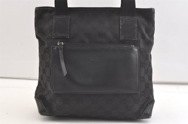 Authentic GUCCI Vintage Shoulder Tote Bag GG Canvas Leather 28893 Black 2860K