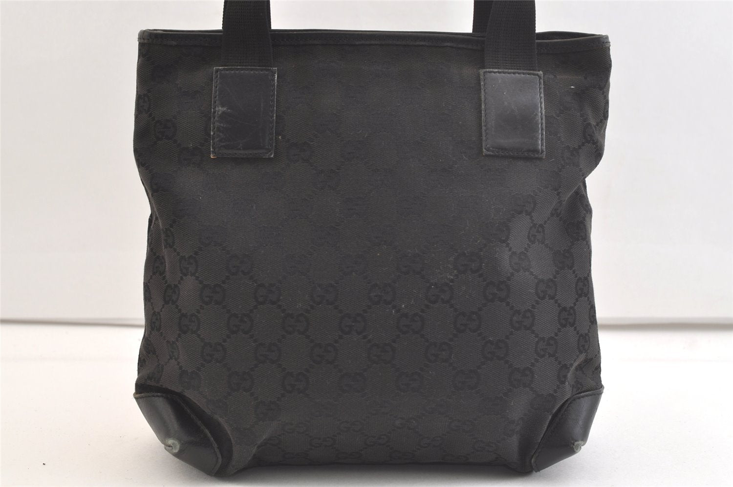 Authentic GUCCI Vintage Shoulder Tote Bag GG Canvas Leather 28893 Black 2860K