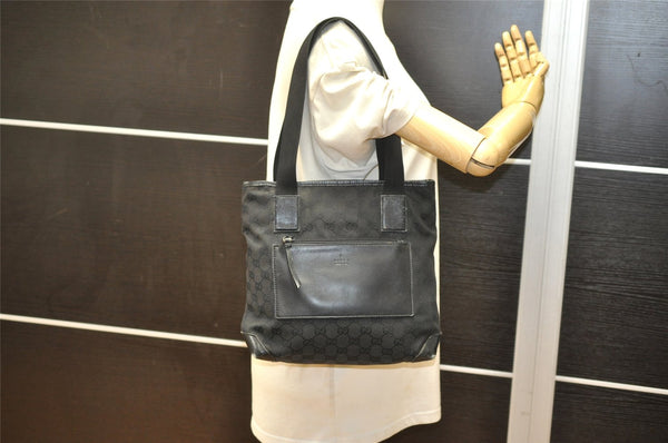 Authentic GUCCI Vintage Shoulder Tote Bag GG Canvas Leather 28893 Black 2860K