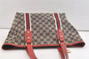 Authentic GUCCI Web Sherry Line Tote Bag GG Canvas Leather 137396 Navy 2861K