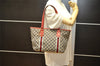 Authentic GUCCI Web Sherry Line Tote Bag GG Canvas Leather 137396 Navy 2861K