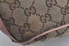 Authentic GUCCI Sherry Line Hand Bag Pouch GG Canvas Leather 141809 Brown 2862I