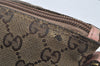 Authentic GUCCI Sherry Line Hand Bag Pouch GG Canvas Leather 141809 Brown 2862I