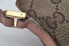 Authentic GUCCI Sherry Line Hand Bag Pouch GG Canvas Leather 141809 Brown 2862I