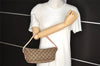 Authentic GUCCI Sherry Line Hand Bag Pouch GG Canvas Leather 141809 Brown 2862I