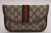 Authentic GUCCI Vintage Web Sherry Line Pouch Purse GG PVC Leather Brown 2862J
