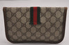 Authentic GUCCI Vintage Web Sherry Line Pouch Purse GG PVC Leather Brown 2862J