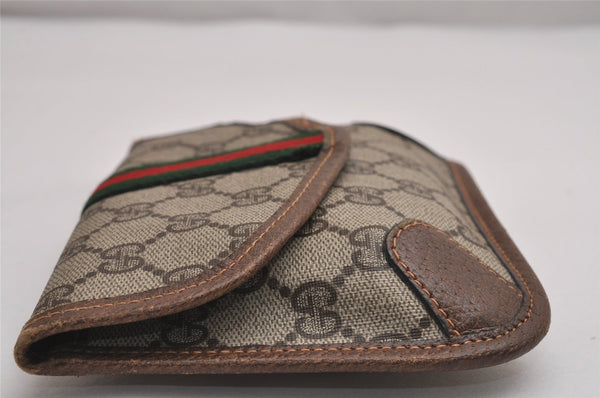 Authentic GUCCI Vintage Web Sherry Line Pouch Purse GG PVC Leather Brown 2862J