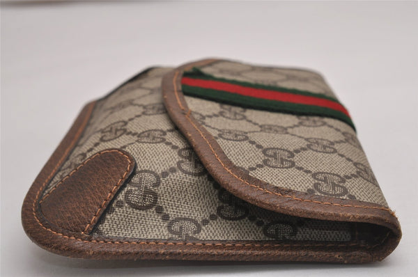 Authentic GUCCI Vintage Web Sherry Line Pouch Purse GG PVC Leather Brown 2862J