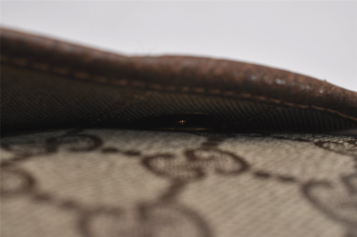 Authentic GUCCI Vintage Web Sherry Line Pouch Purse GG PVC Leather Brown 2862J