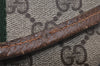 Authentic GUCCI Vintage Web Sherry Line Pouch Purse GG PVC Leather Brown 2862J