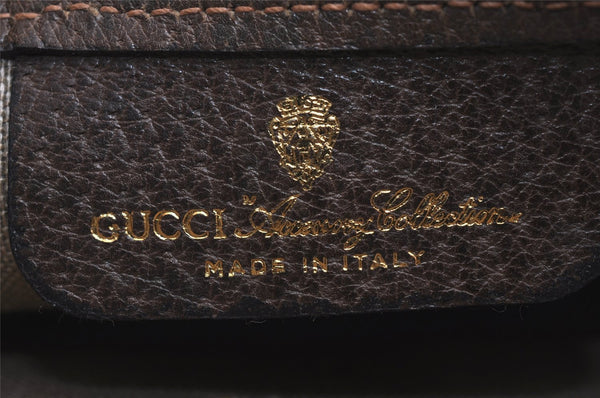 Authentic GUCCI Vintage Web Sherry Line Pouch Purse GG PVC Leather Brown 2862J