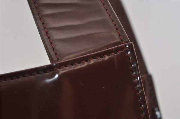 Authentic GUCCI Vintage Horsebit Shoulder Bag Purse Enamel Brown Junk 2863I