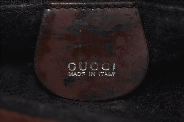 Authentic GUCCI Vintage Horsebit Shoulder Bag Purse Enamel Brown Junk 2863I
