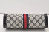 Authentic GUCCI Sherry Line Clutch Hand Bag Purse GG PVC Leather Navy Blue 2863J
