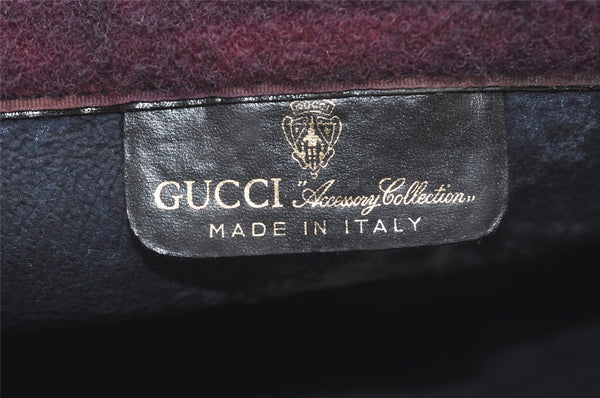 Authentic GUCCI Sherry Line Clutch Hand Bag Purse GG PVC Leather Navy Blue 2863J