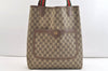 Authentic GUCCI Web Sherry Line Shoulder Tote Bag GG PVC Leather Brown 2863K