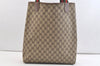 Authentic GUCCI Web Sherry Line Shoulder Tote Bag GG PVC Leather Brown 2863K