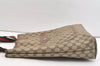 Authentic GUCCI Web Sherry Line Shoulder Tote Bag GG PVC Leather Brown 2863K