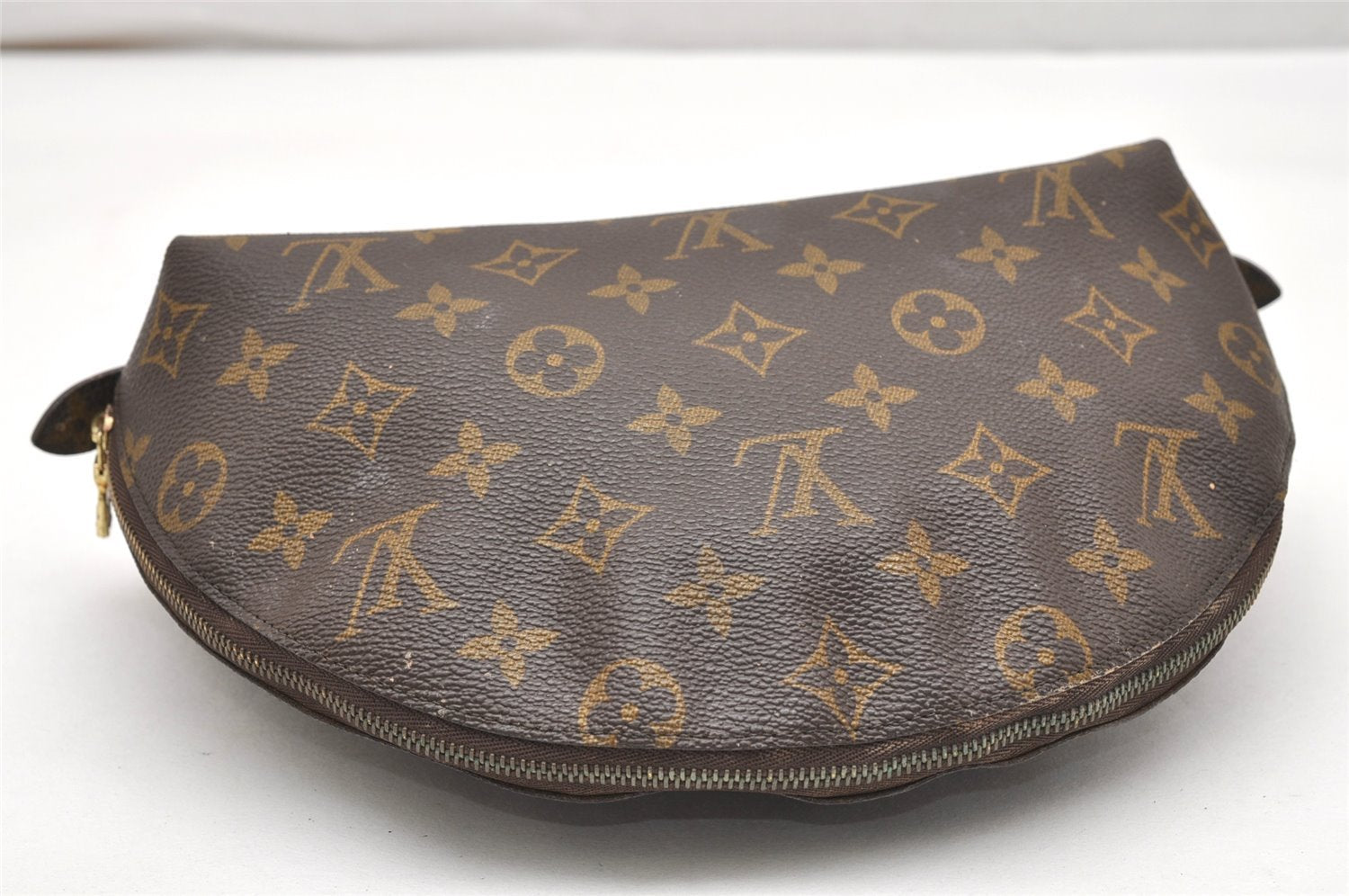 Auth Louis Vuitton Monogram Trousse Demi Ronde 23 Pouch M47520 Junk 2864K