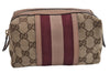 Authentic GUCCI Sherry Line Pouch Purse GG Canvas Leather 256636 Brown 2865J