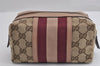 Authentic GUCCI Sherry Line Pouch Purse GG Canvas Leather 256636 Brown 2865J